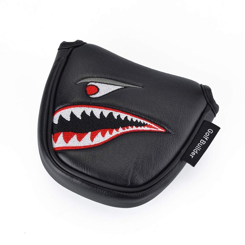 PLUSKER Shark Mallet Putter Head Cover, Magnetic Synthetic Leather Golf Club Protector for Course