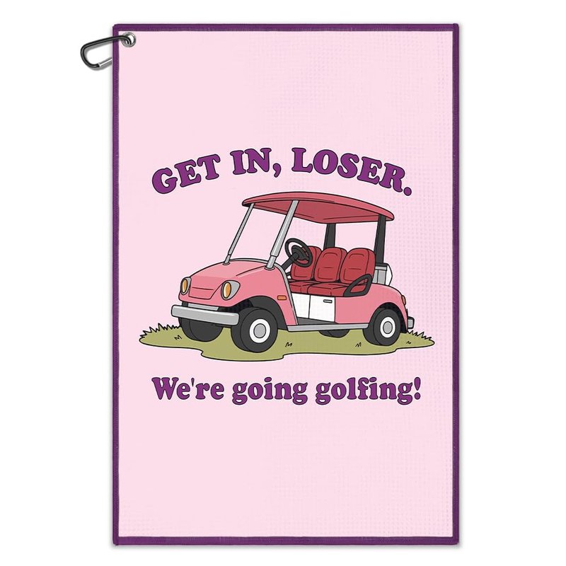 Juoqg We're Going Golfing Purple Golf Towel, Fun Retro Golf Bag Towel With Clip, Golfing Accessories for Women, Golfers Gifts for Fan Daughter Golfer Mom Grandma, Birthday Gifts for Sport Lover Sister