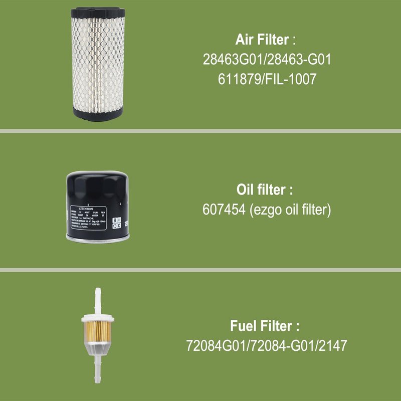 RARAYC Golf Cart Tune Up kit Compatible with EZGO 2010-Up TXT & 2008-Up RXV Gas 4-Cycle Kawasaki Motor Maintenance Set (2008-up) w/28463-G01, 72084-G01, 607454 Oil Filter & Spark Plug
