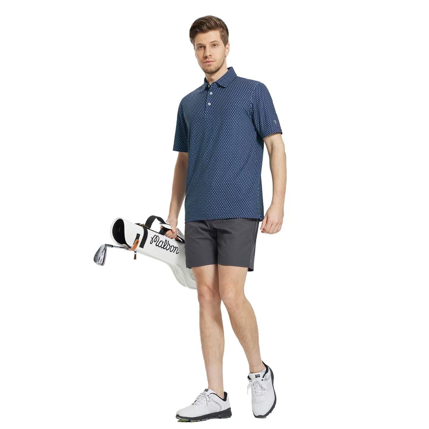 M MAELREG Polo Shirts for Men Quick Dry Fit Short Sleeve Performance Moisture Wicking Print Men’s Golf Shirts