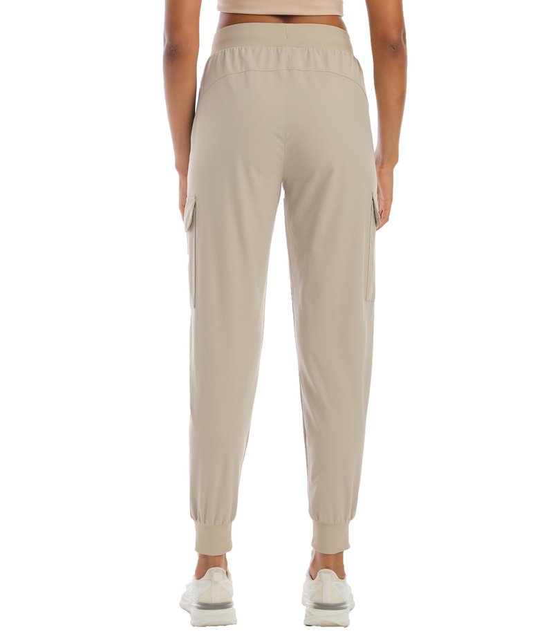 Womens Cargo Hiking Pants with Pocket - Lightweight Quick Dry Workout Joggers for Travel, Camping and Outdoor Wear(Light Beige M)