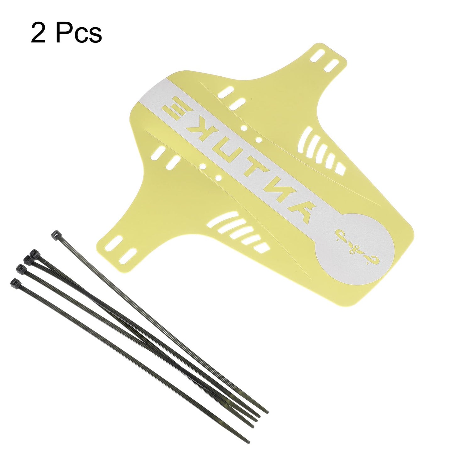 HARFINGTON 2pcs Mountain Bike Mud Guard Front/Rear Mud Guards with Cable Tie Lightweight Fits for MTB Road Bike, Yellow