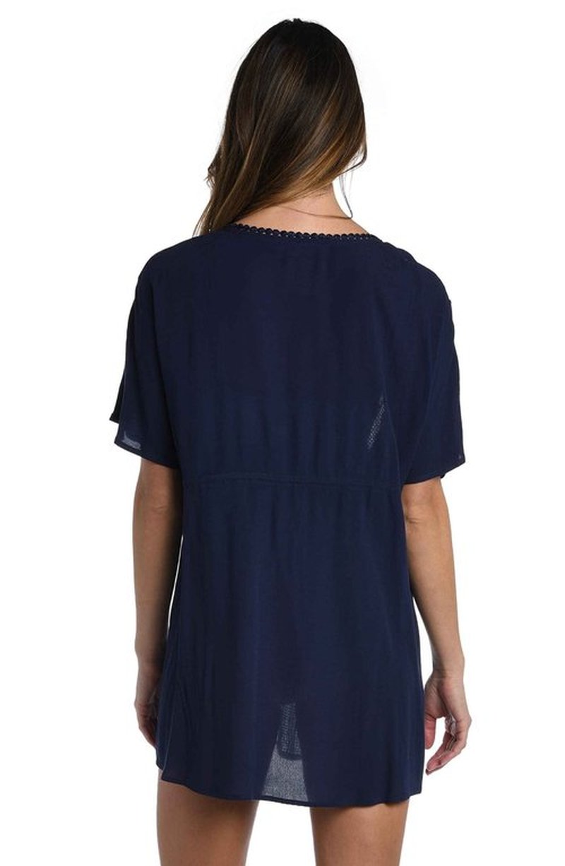 La Blanca Womens Kimono Swimsuit Fashion Swimwear Cover ups, Indigo Coastal Covers, Large US
