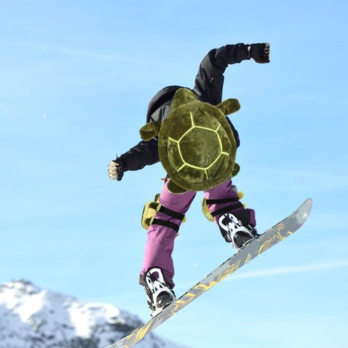 Junkin 3 Pcs Turtle Butt Pads for Snowboarding Ski Protective Gear Set Cute Turtle 3D Hip Protectors for Skating Tortoise Cushion Padded Turtle Knee Pad for Kid Adult Skiing Roller Protection (Green)