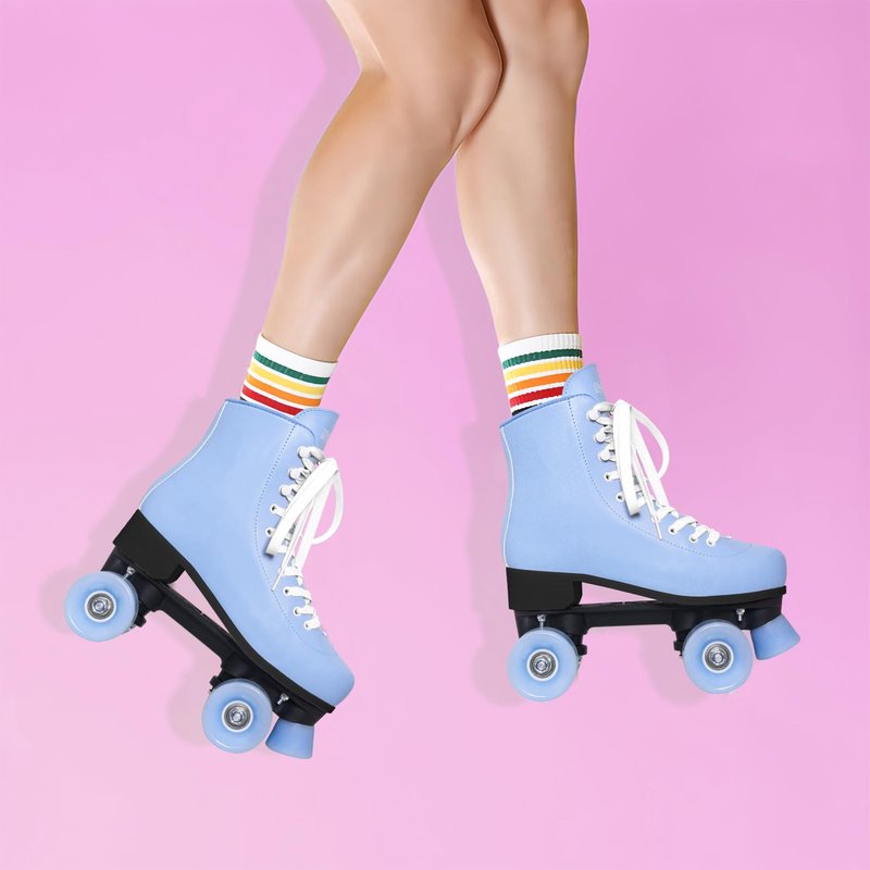 Nattork Roller Skates for Women Outdoor Indoor Four-Wheel Fun Fashionable Roller Skates for Men Girls Boys Blue