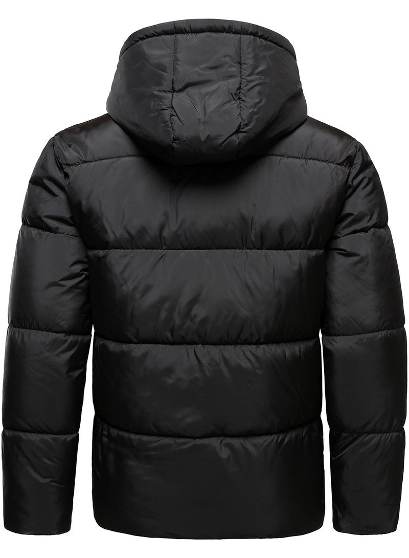 HOOD CREW Men’s Hooded Winter Coats Warm Puffer Jacket Thicken Quilted Jackets Outerwear Black M