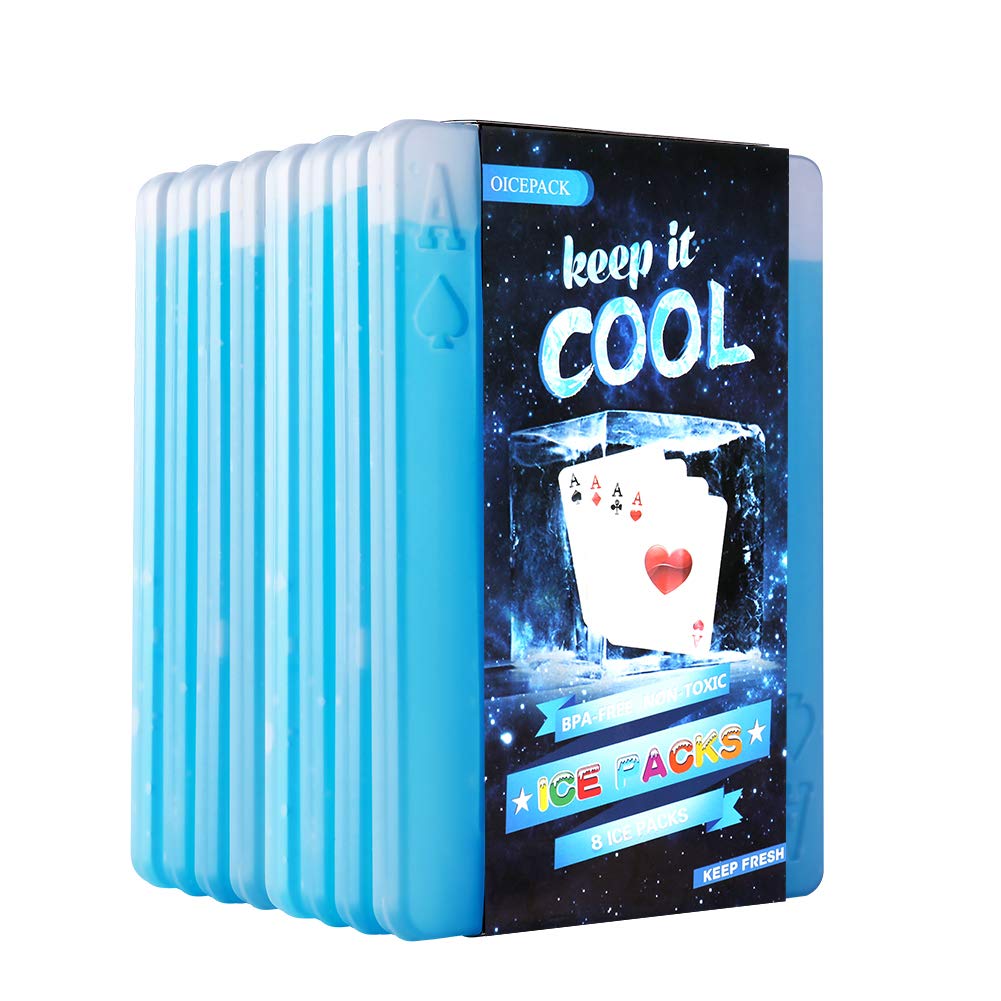 8 x Ice packs for Lunch Box, Freezer Ice packs Slim Long Lasting Cool packs for Lunch Bags and Cooler, Poker Design