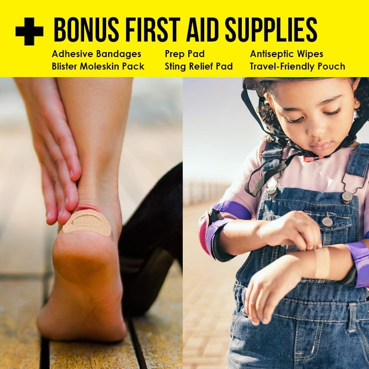 Everlit Travel Essential First Aid Kit - TSA Compliant Mini Medkit for Camping & Travel | Includes 64 Individually Packed Tablets