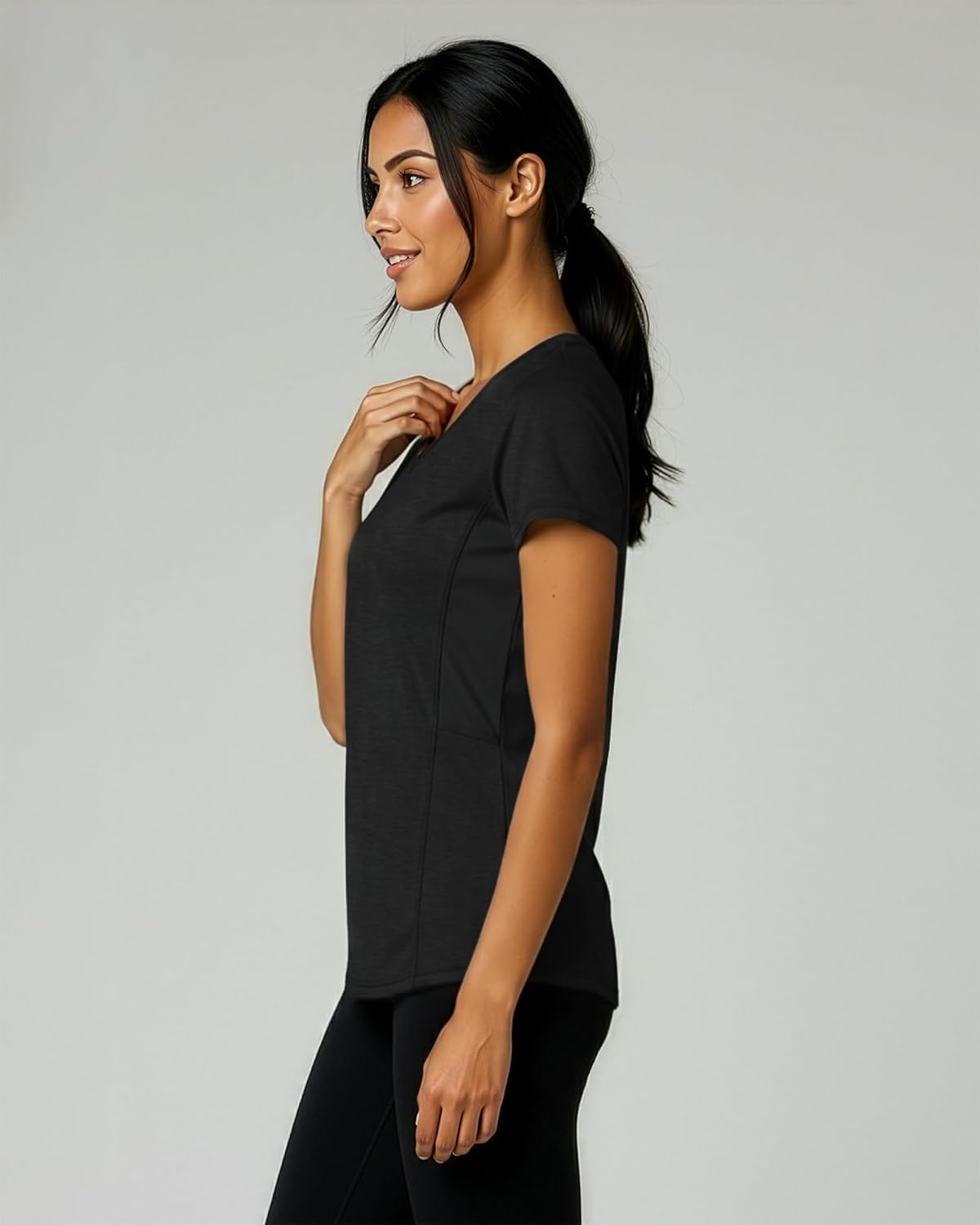 Women's Dry-Fit V-Neck T-Shirt - 5 Pack Workout & Yoga Tops | Plus Size Available