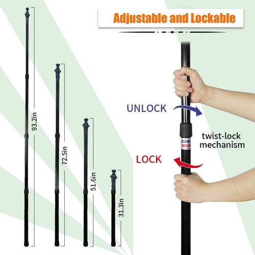 AYAMAYA Tarp Poles - Telescoping Camping Tent Poles Replacement, Upgraded 4-Section Heavy Duty Aluminum Rods with Stakes & Guylines for Tents, Rain Fly, Camping Shelter, Awning Canopy RV Car, Set of 2