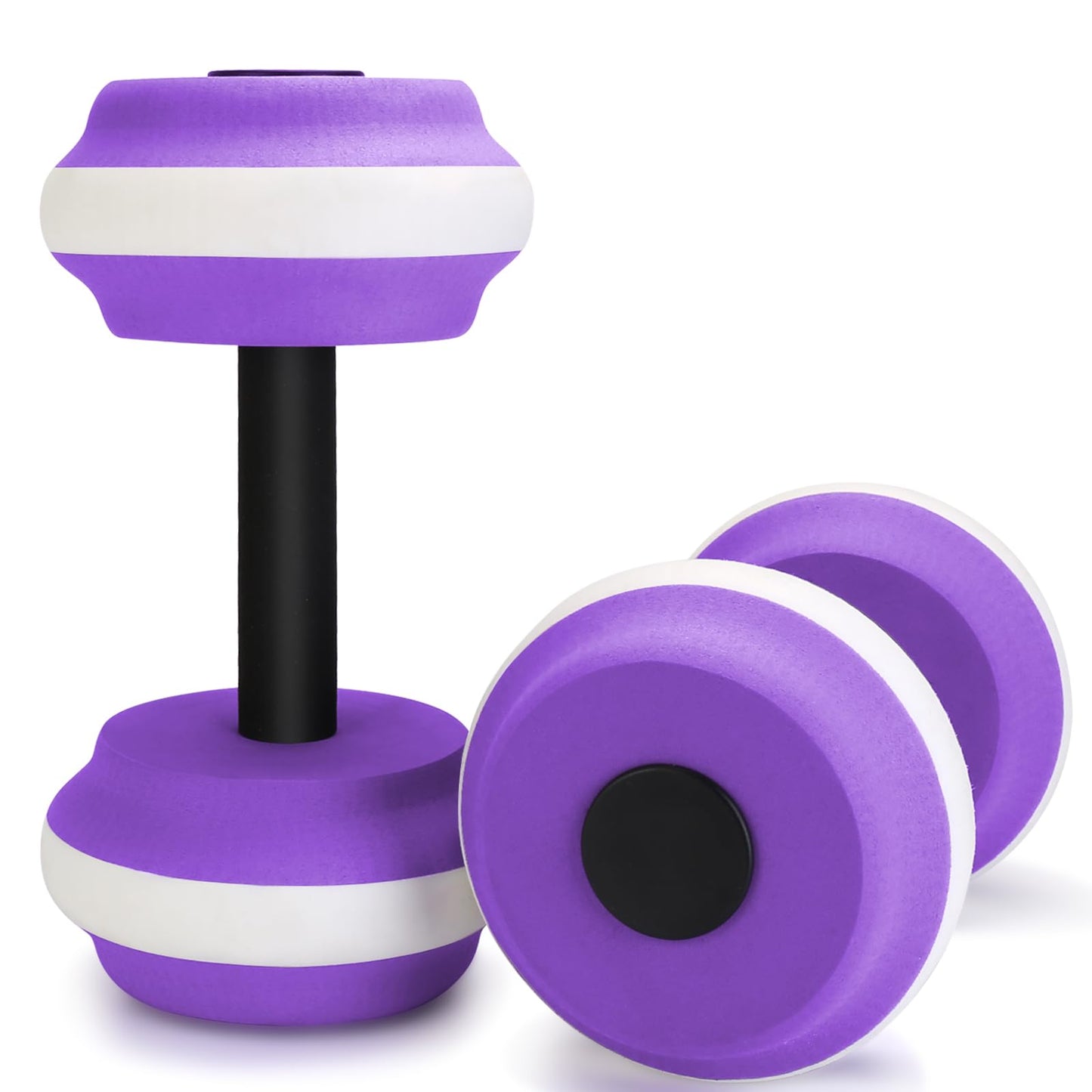 2024 NEW Aquatic Dumbbells, Set of 2 Water Aerobic Exercise Foam Dumbbell Pool Resistance, Detachable Water Aqua Fitness Barbells Hand Bar Exercises Equipment for Weight Loss, Purple