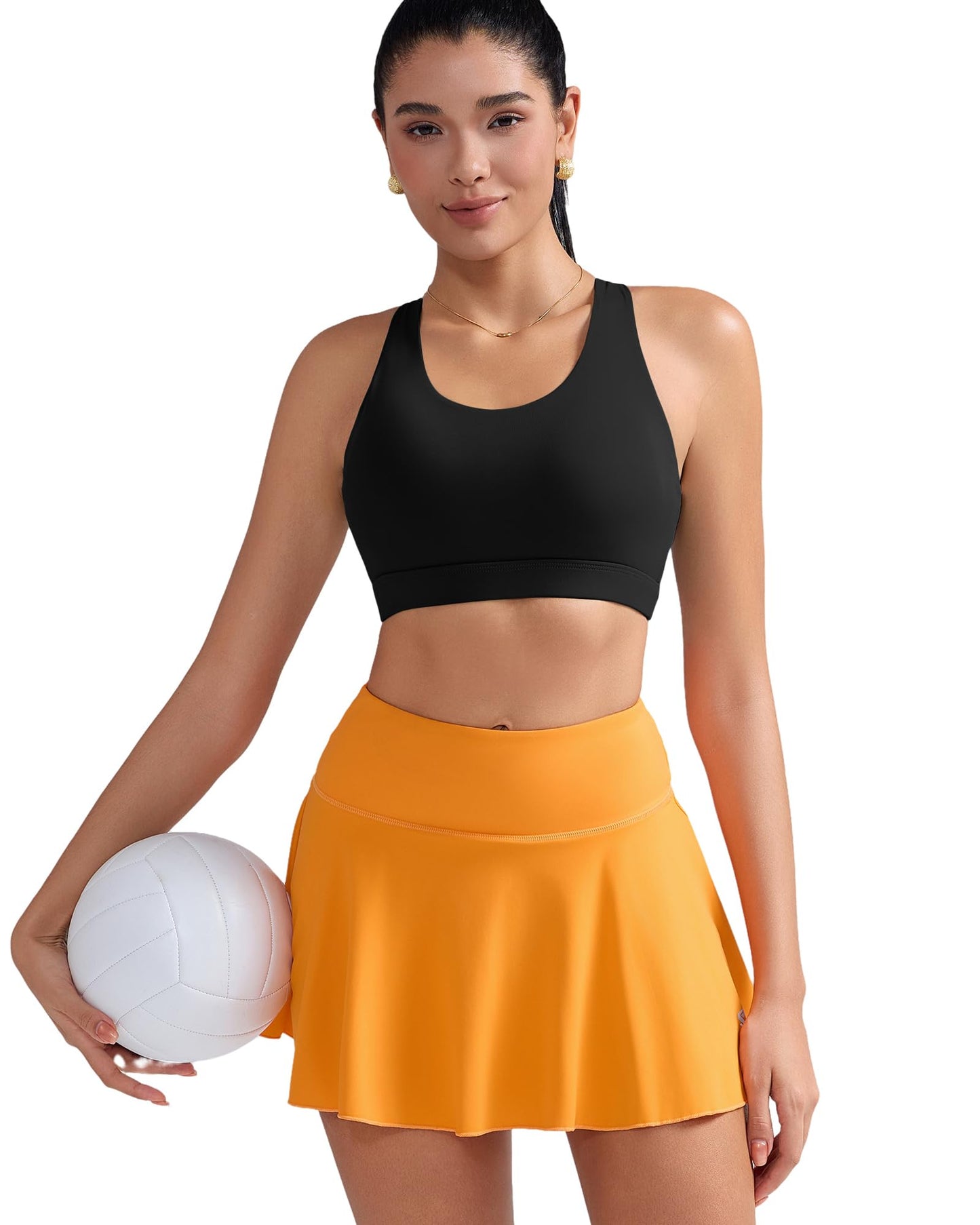 RUNNING GIRL Sports Bra for Women, Criss-Cross Back Padded Strappy Sports Bras Medium Support Yoga Bra with Removable Cups (2353D-Black,M)
