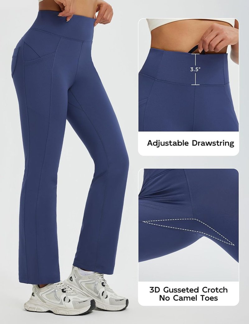Baleaf Women's Thermal Yoga Pants - Fleece Lined, Water Resistant, Bootcut Flare | Winter Warmth & Pockets