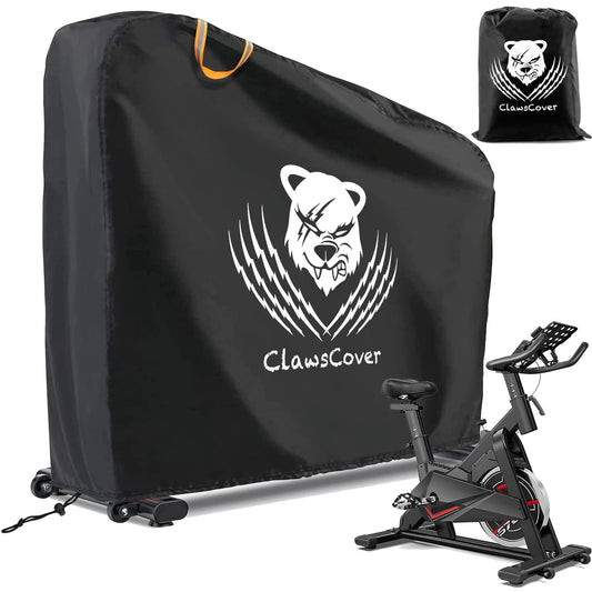 Exercise Bike Covers,Upright Indoor Peloton Stationary Spin Bike Cycling Protective Cover,Waterproof &Dustproof,for Indoor Or Outdoor Use,Black-ClawsCover