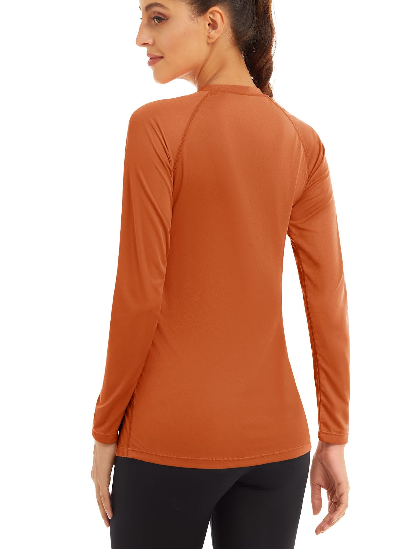 MAGCOMSEN Sun Protection Shirts for Women Long Sleeve Shirts for Women Athletic Shirts Summer Tops for Women Lightweight Tee Shirts Dark Orange
