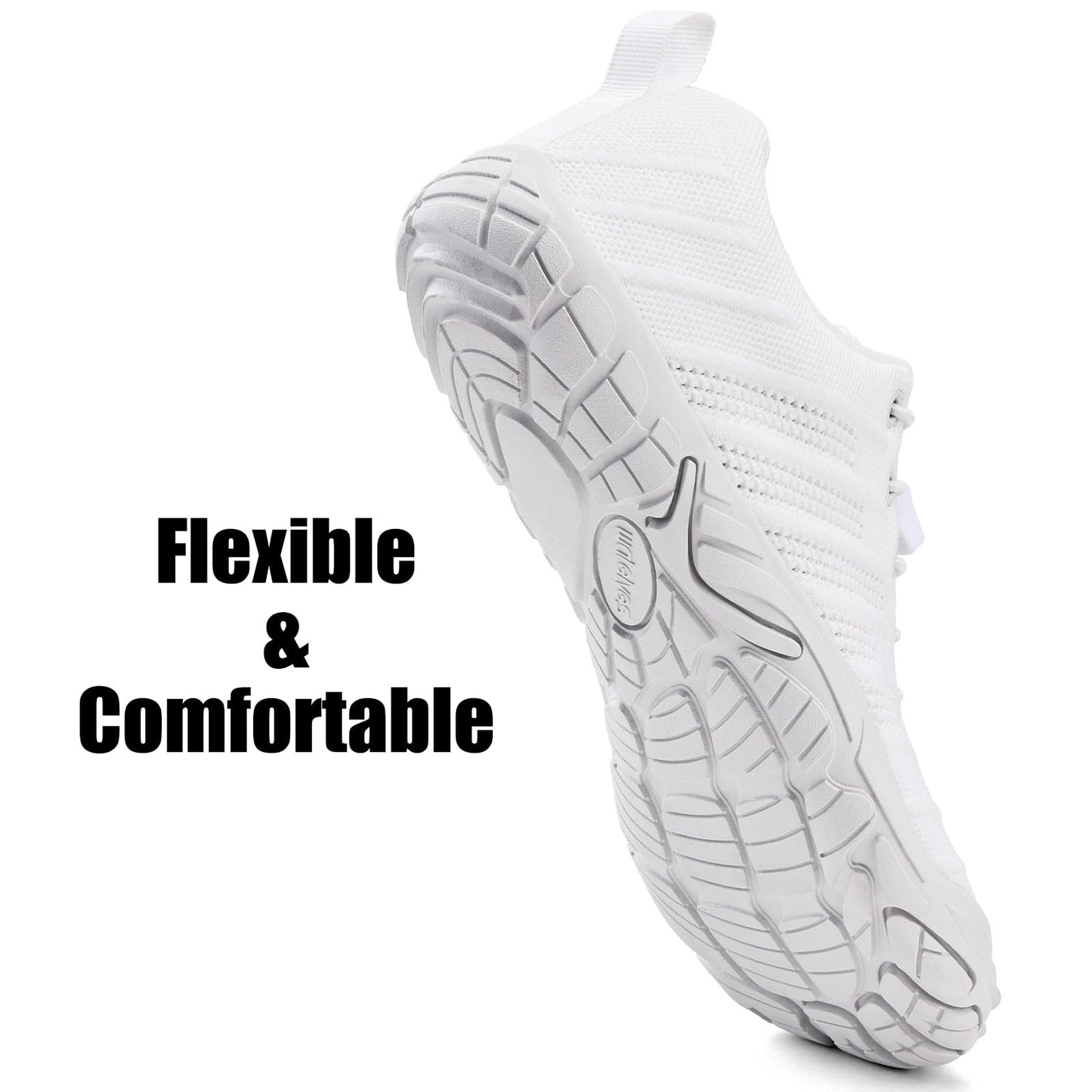 WateLves Water Shoes Women Men Anti Slip Barefoot Wide Toe Beach Breathable Walking Shoes Minimalist Zero Drop Sneakers for Beach Travel Hiking(B-White,42)