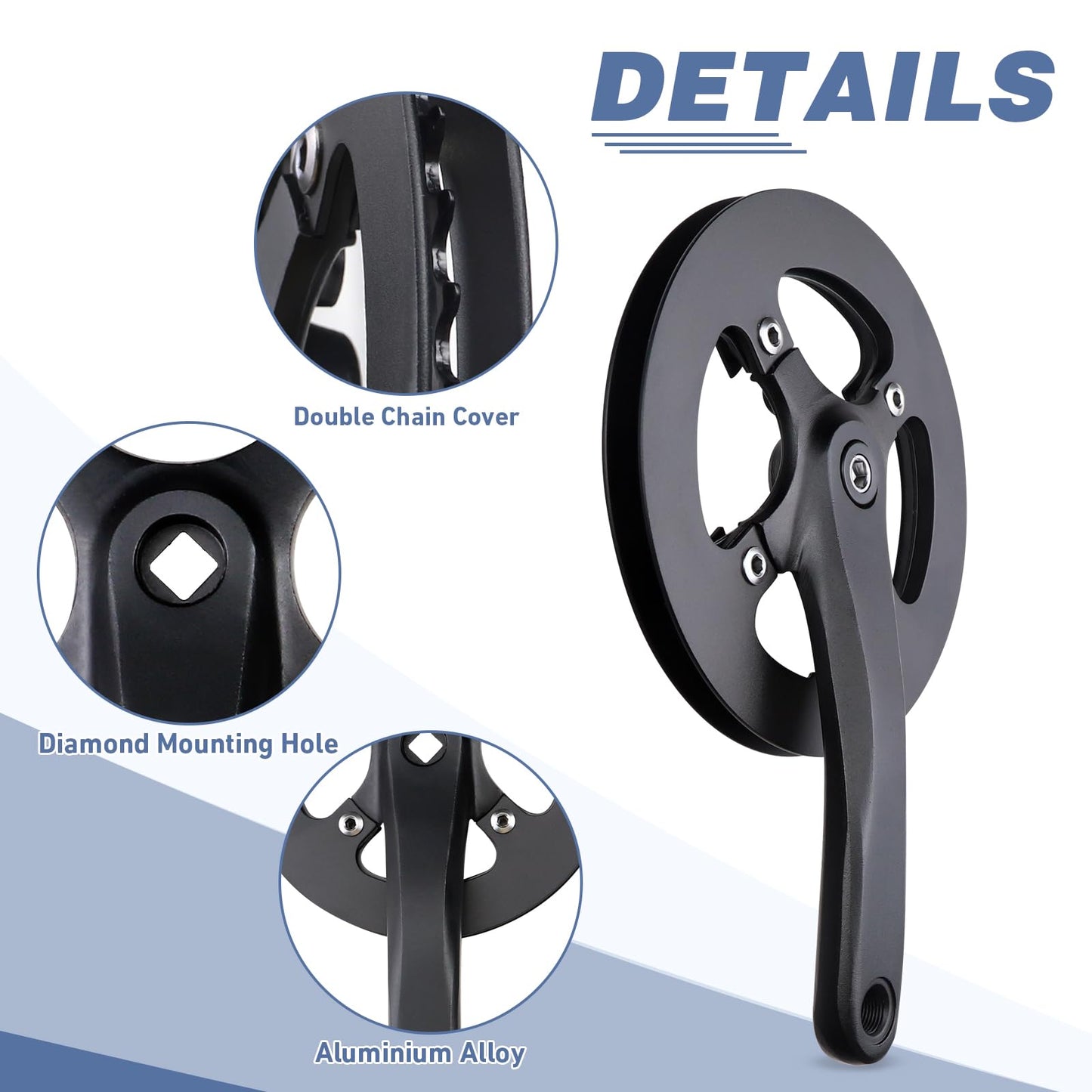 WEEROCK E Bike/Bike Crankset 1 Piece/Single 42T Chainring Crankset with Aluminium Alloy Double Chain Cover 170mm Arm for Single Speed and 6/7/8 Speeds Electric Bike,Bicycles, Folding Bicycle