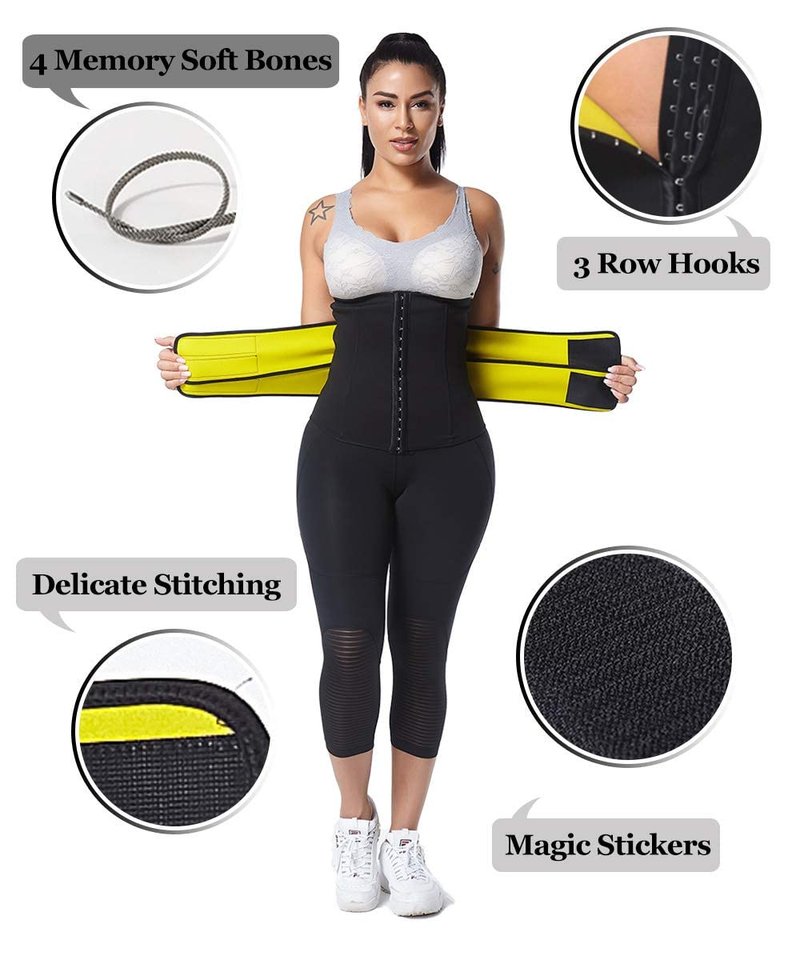 NINGMI Sauna Waist Trainer for Women - Workout Sweat Waist Trimmer Womens Corset Waste Belly Belt Tummy Stomach Wrap Gym Black