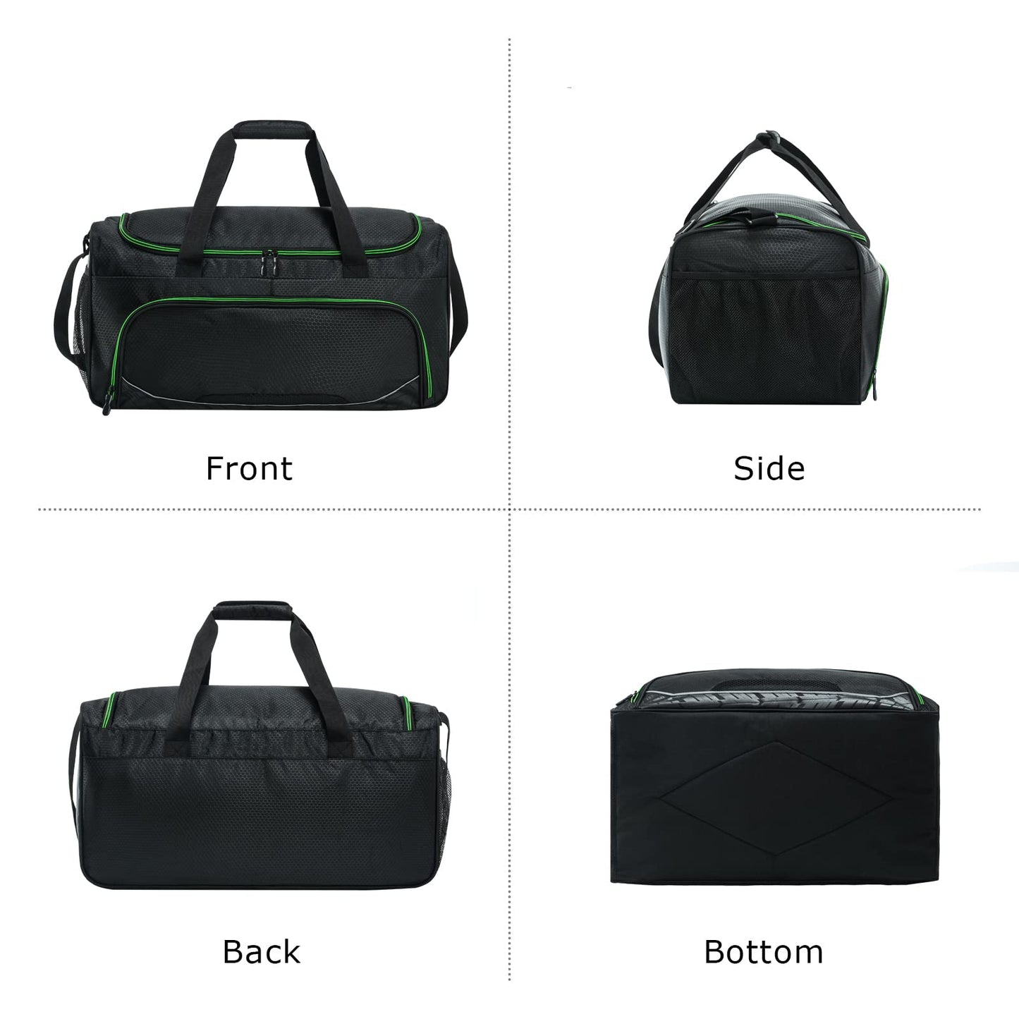 Uarition Mens Gym Bag 21 inch Large Overnight Weekender Duffle Bag for Travel Sport-Green/Black