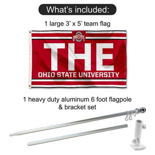 College Flags & Banners Co. The Ohio State University Banner Flag and Pole Bracket Mount Bundle