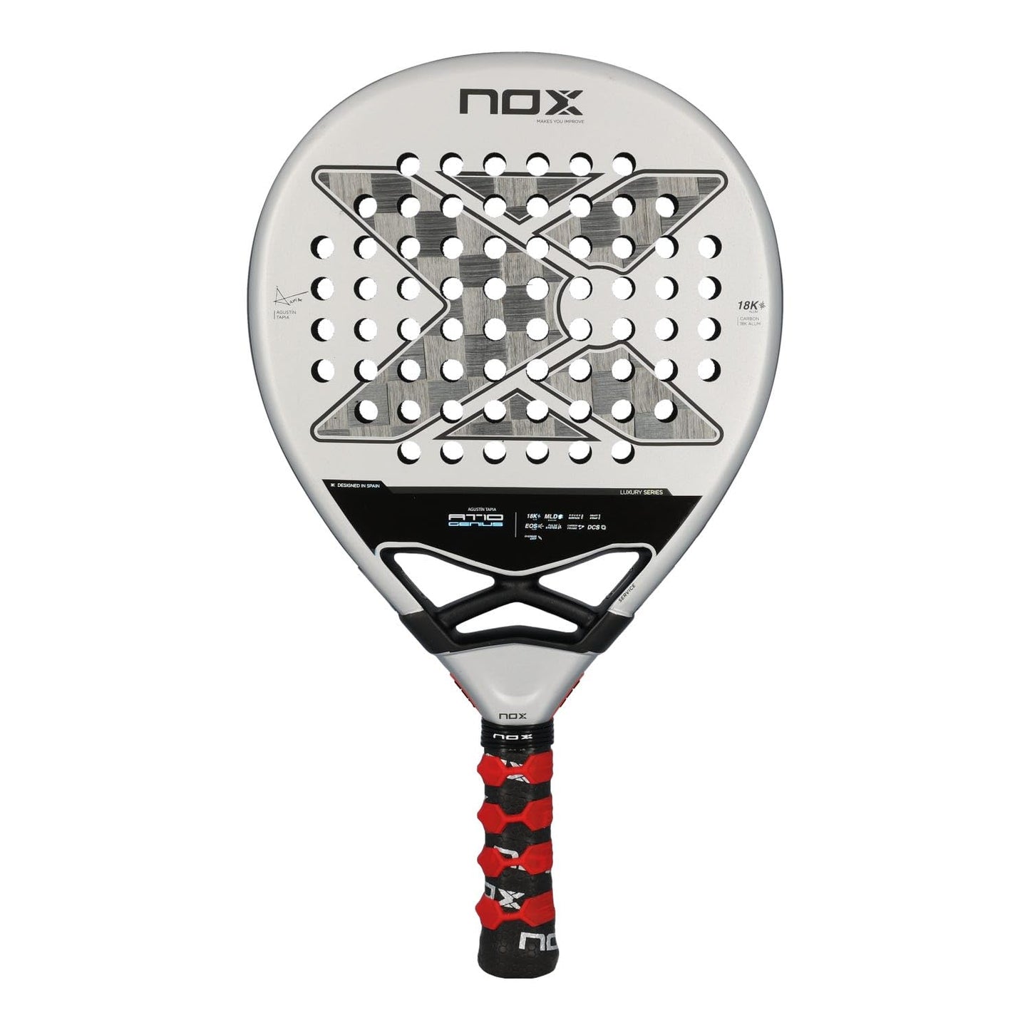 Padel Racket AT10 by Agustin Tapia 2024 | Luxury Series Teardrop Pala Padel | EOS Flap Aerodynamics & Custom Grip Technology | 18K Aluminized Carbon with MLD Black Eva Core | Advanced Pala de Padel