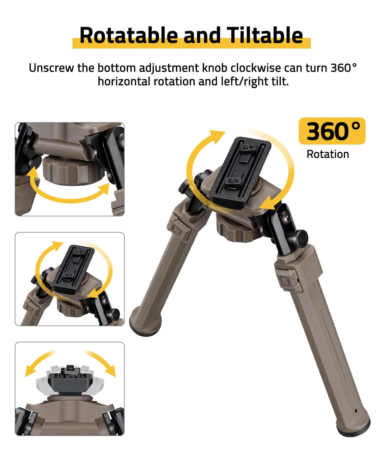 CVLIFE Bipod Compatible with M-Rail Bipods for Rifles Sturdy Portable Height Adjustable Rifle Bipod for Hunting Shooting Outdoors (Flat Dark Earth, 7.8-10.6")