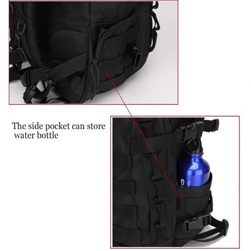 Visnalefry 35L 1000D Nylon Camping Backpack Waterproof Trekking Fishing Hunting Bag Outdoor Tactical Molle Climbing Rucksack Bag (black CP)