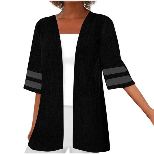 Aboser Summer Cardigans for Women Summer Cardigans for Women Light Weight 3/4 Sleeve Cover Up Tops Fashion Solid Color Shrugs Boho Loose Fit Clothes Deal of The Day Today Black