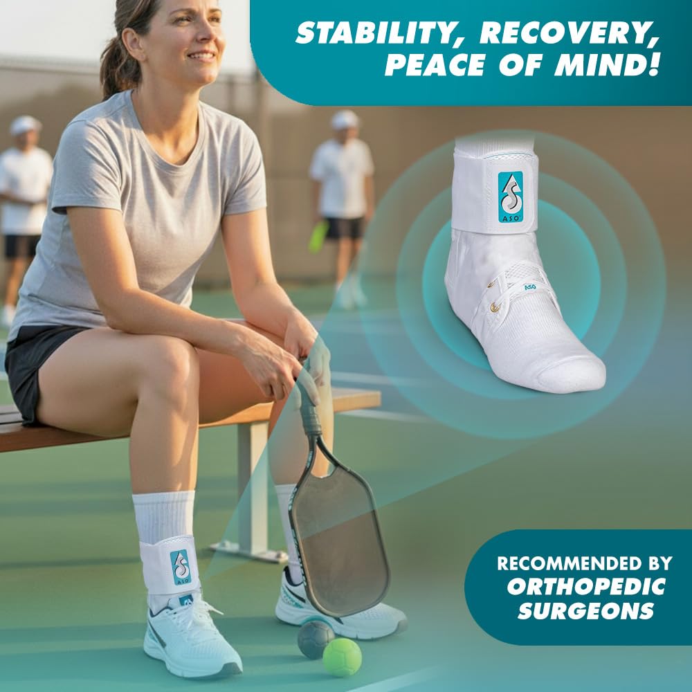 Med Spec ASO Ankle Stabilizer Lace Up Ankle Brace Sprain Support White, MD