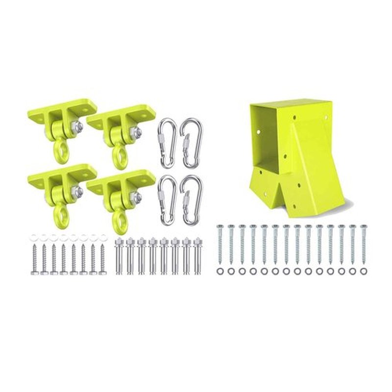 Highpro 4 Heavy Duty Swingset Hardware and 1 Swing Set Middle Bracket, Swing Hangers for Wooden Sets Hardware A-Frame Swing Set Parts with All Mounting Hardware for Porch, Patio, Playground Indoor/Out