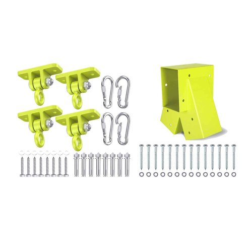 Highpro 4 Heavy Duty Swingset Hardware and 1 Swing Set Middle Bracket, Swing Hangers for Wooden Sets Hardware A-Frame Swing Set Parts with All Mounting Hardware for Porch, Patio, Playground Indoor/Out