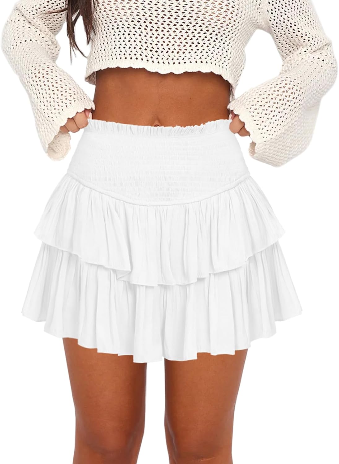 Ruffle Mini Skirt for Women - Casual Boho High Waist Tiered Tennis Skort | Flowy & Lightweight