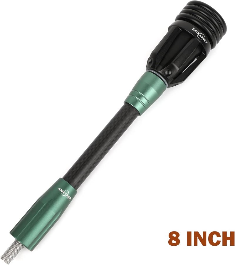 Archery Bow Stabilizer - 3K Carbon Fiber, Flexible Core with Damping System | 6", 8", 10", 12" Options