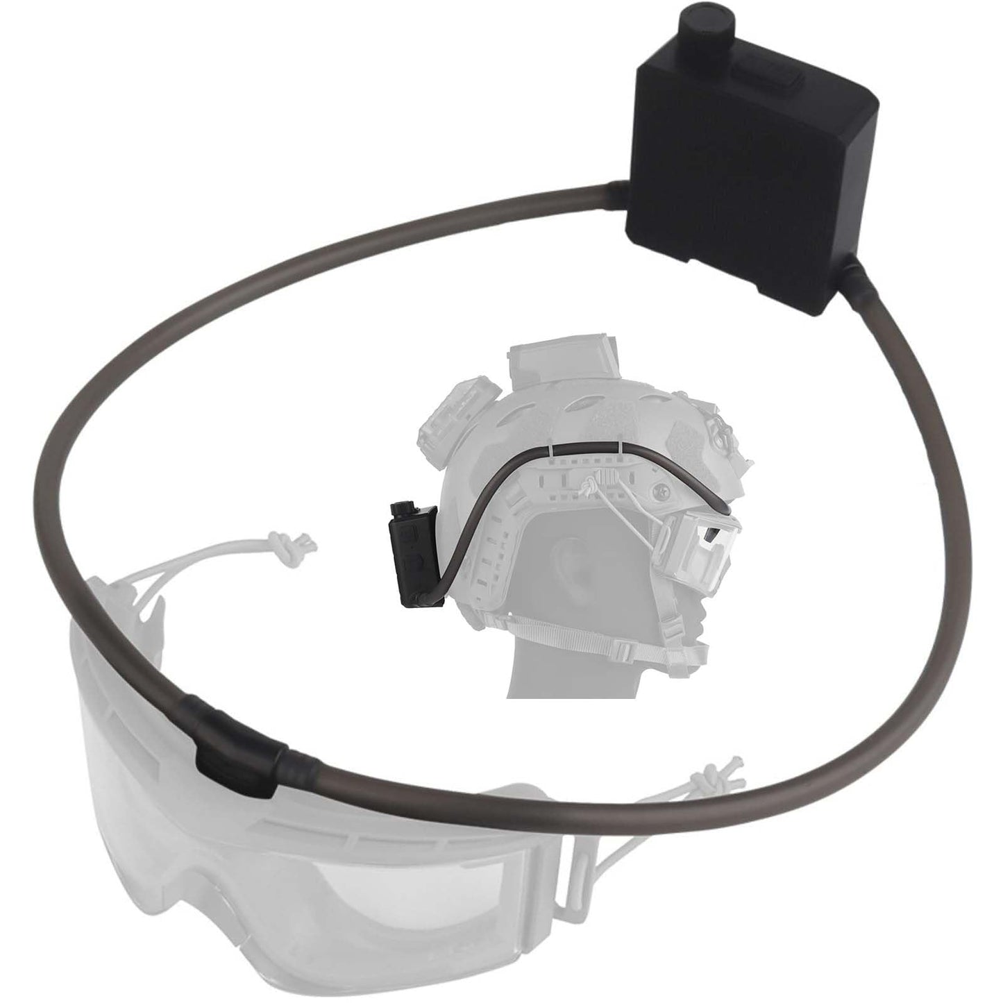 HSOKEW Air Defog Goggles Anti-Fog Fan Kit, Defogger for Goggles with Adjustable Knob, Magnetic Hose Header and Speed Knob, Runs 6-10H for Airsoft Tactical Cycling Work Winter Sports