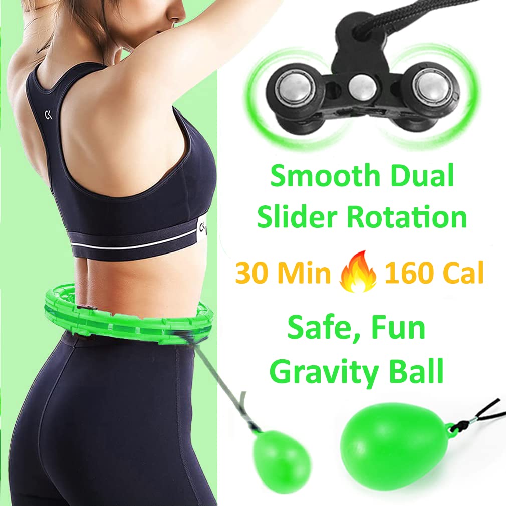 New Leaf Smart Weighted Hula Hoop for Adults | Weight Loss for Women Hoola Workout | 42" Waist Plus Size Fit | Exercise Fitness Equipment 24 Sections (Green)