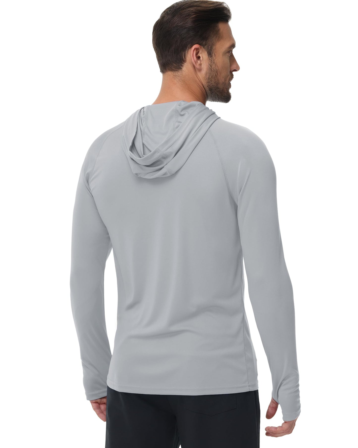 Boladeci SPF Shirts for Men Fishing Hoodies UPF 50 Long Sleeve Sun Protection with Hood Summer UV Water Rash Guard Swim Shirt Tops Gray L