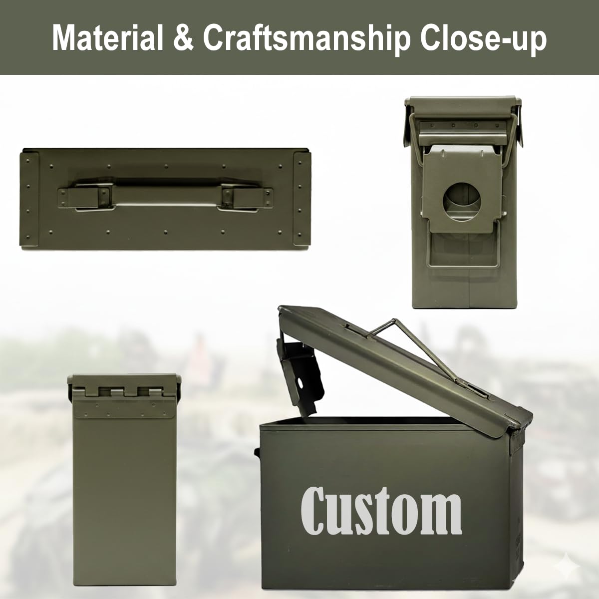 Extrabily Custom Ammo Box Produced in Texas-Personalized Ammunition Can-Gifts For Him-Gifts For Men-Birthday Gifts For Men-Military Gift-Anniversary Gift（30Cal/50 Cal）