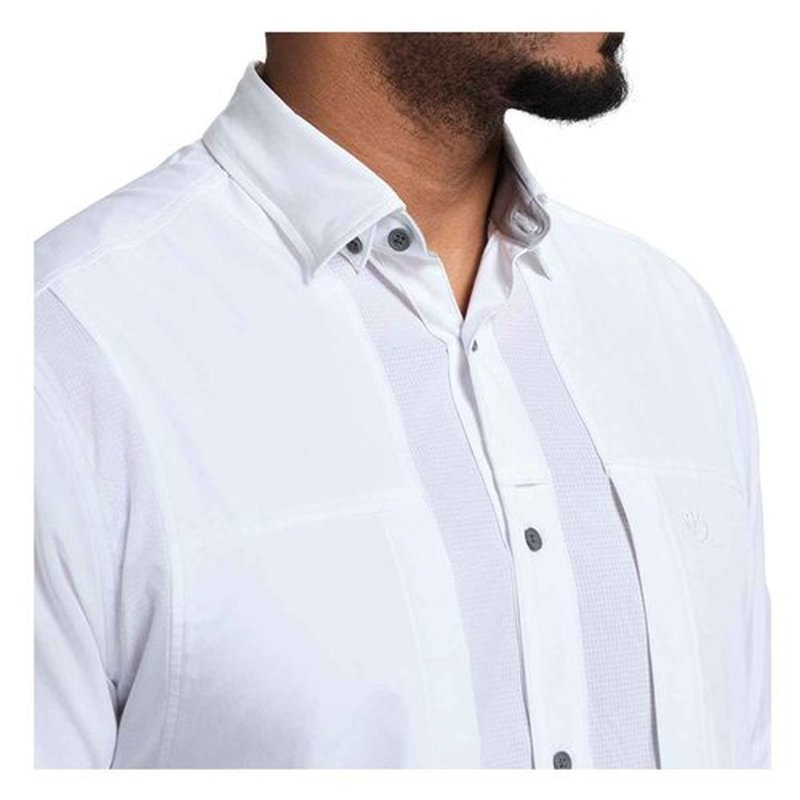 Beretta Men's TKAD Flex Breathable Lightweight Button-Down Outdoor Casual Active Tactical Short Sleeve T-Shirt, Pure White, Small