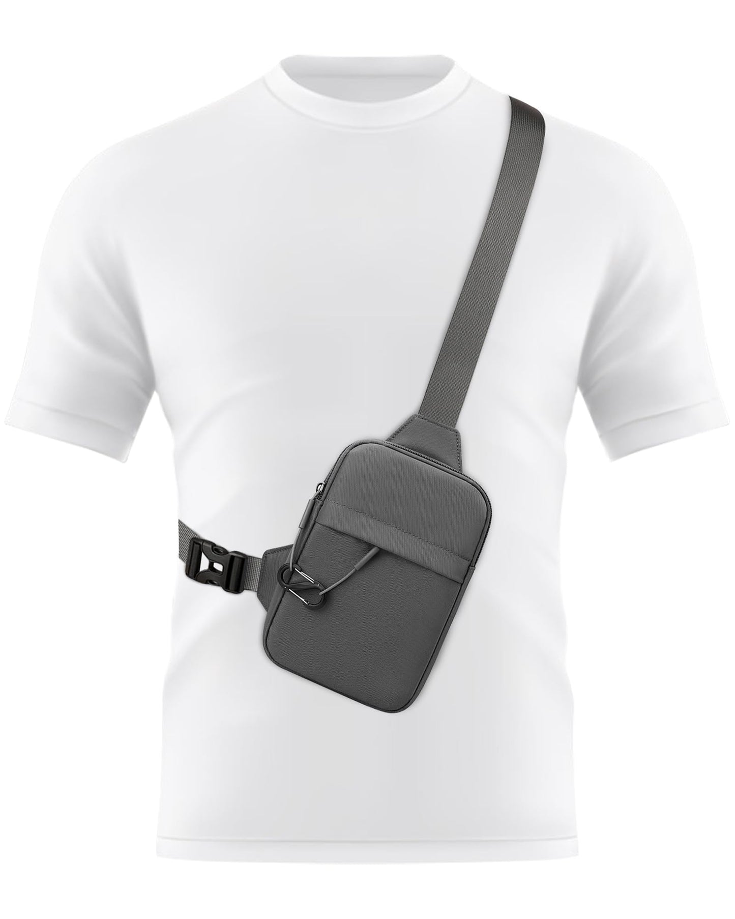 Peicees Small Anti-theft Sling Bag for Men Women Waterproof Mini Crossbody Backpack Chest Bag Travel Passport Phone Holder, Black