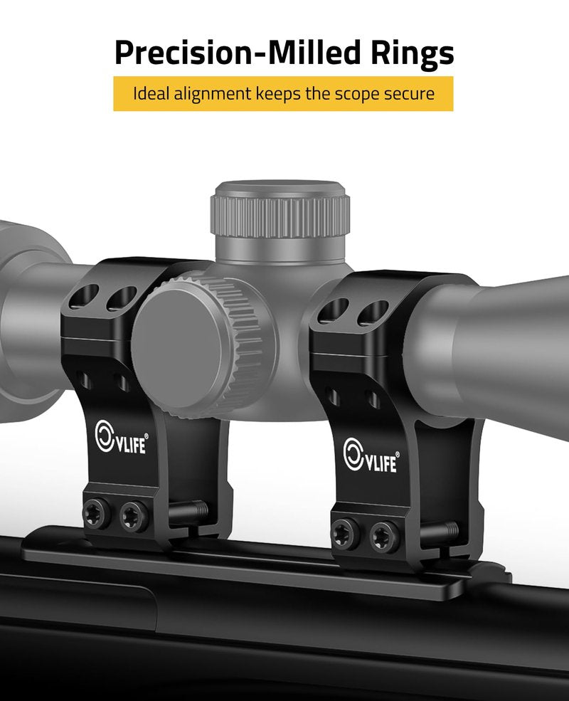CVLIFE 1 inch Dovetail Scope Rings Mount for 3/8 inch or 11mm Dovetail Rails - High Profile 1" Rifle Scope Mount with See Through Base - 2 Pieces