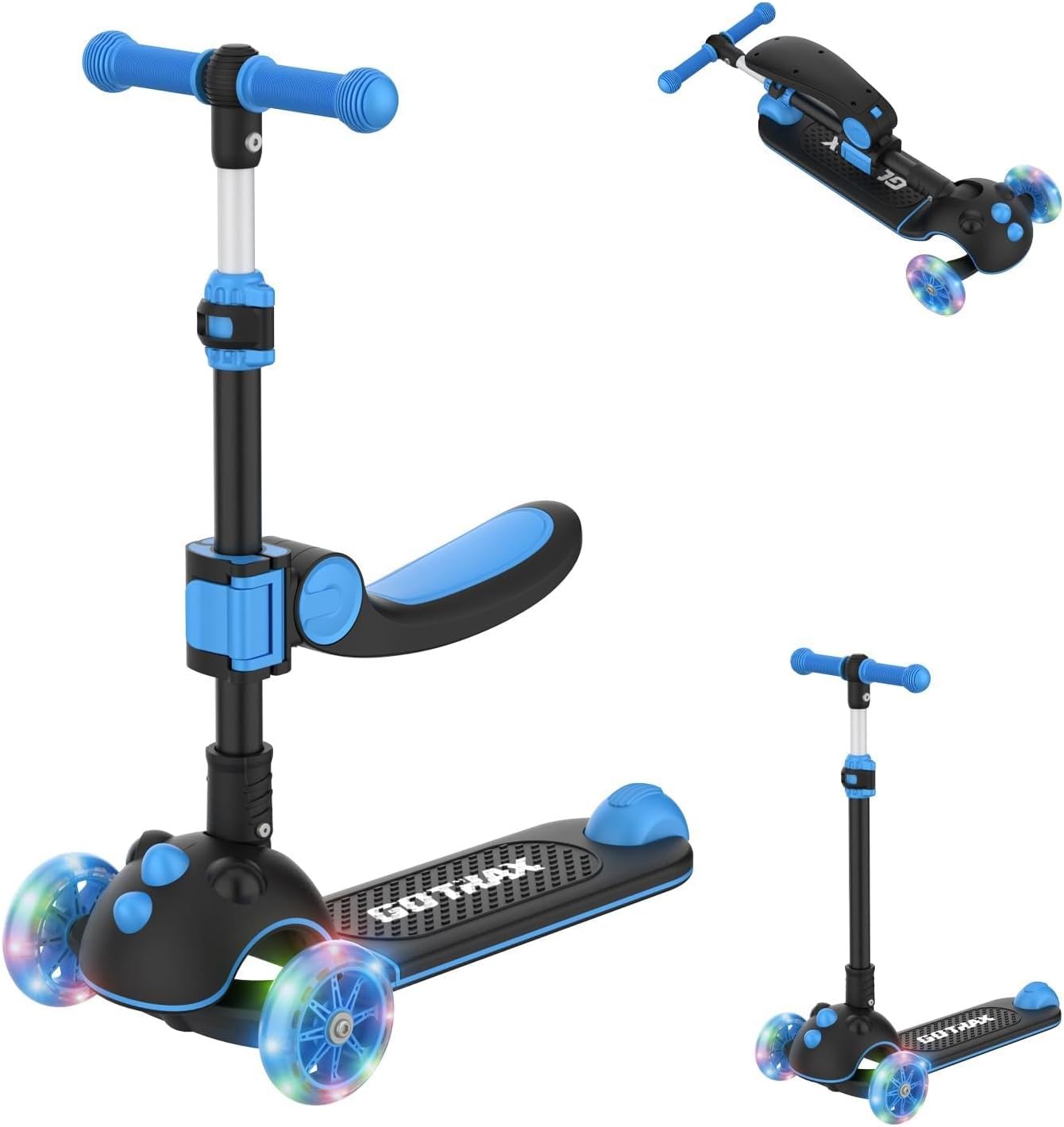 Gotrax KS3 Pro Folding Kick Scooter for Kids - Removable Seat, Light-Up Wheels & Adjustable Handlebar | Ages 2-8