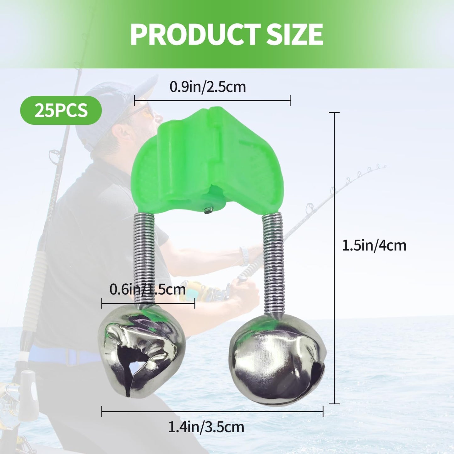 Amzlysdok 25PCS Fishing Bells for Rods,Dual Metal Bells Plastic Clip, Extra Loud Dual Alert Bells Clip, Bells for Fishing Poles,Ideal for Night Fishing, Ice Fishing,Sea Fishing