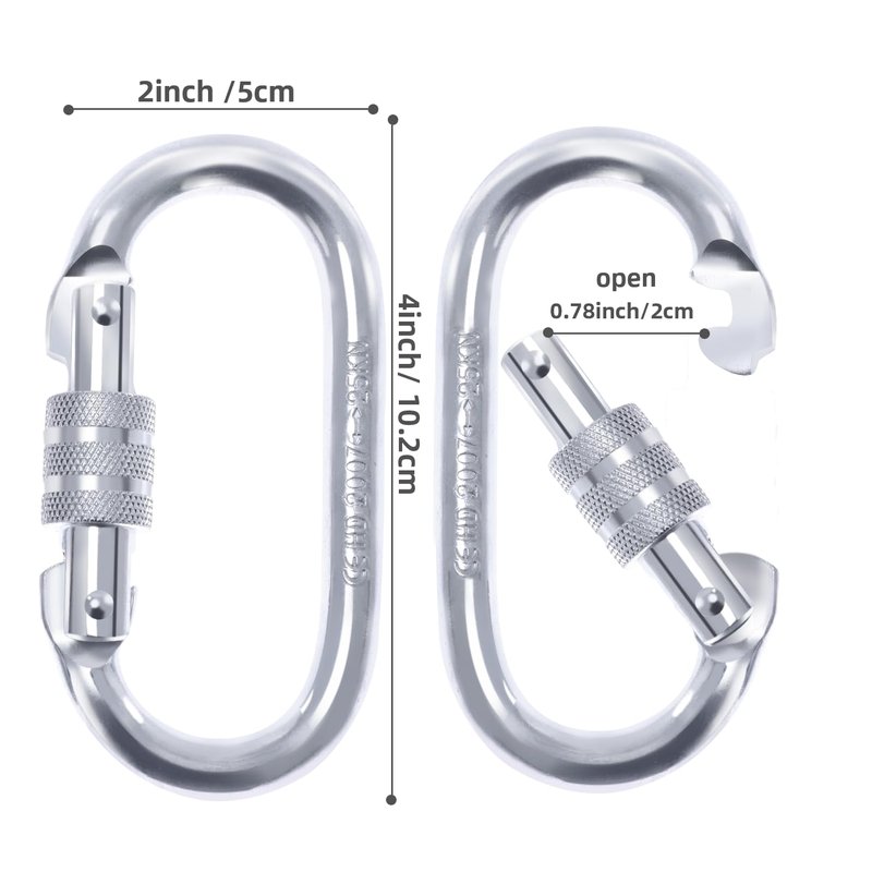 LZ.MZXU Heavy Duty Carabiner Clip Climbing Carabiner(25kn=5600lbs), Screw Locking Heavy Duty Safety Caribeener Clips Multipurpose for Climbing, Rigging, Ropes, Hammocks (O Shape, 5pack)