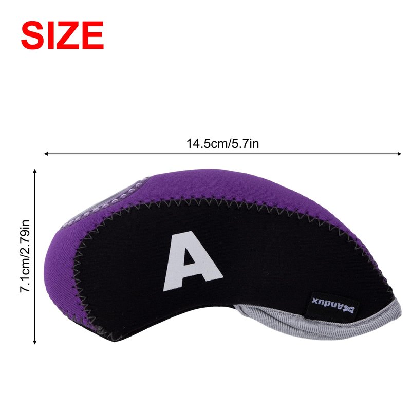 Andux Number Print Golf Iron Club Head Covers with Transparent Window 10pcs/Set Black/Purple