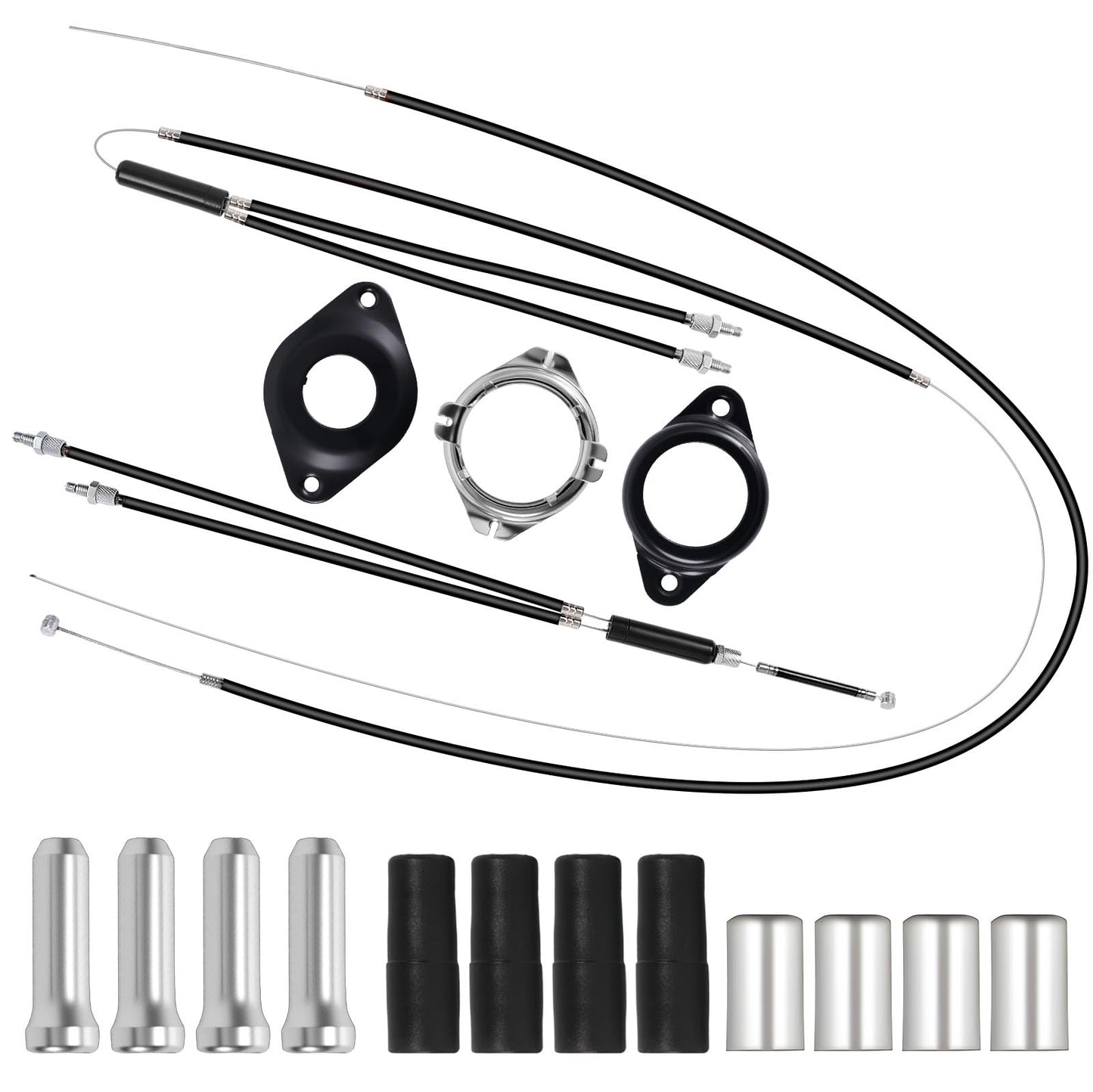 BMX Bike Gyro Brake Cables Front + Rear (Upper + Lower) with Spinner Rotor Complete Set, BMX Bicycle Brake Lines Set Cable Wire&Housing -Stable,Flexible for Most Gyro Systems and 20"Bikes,Professional