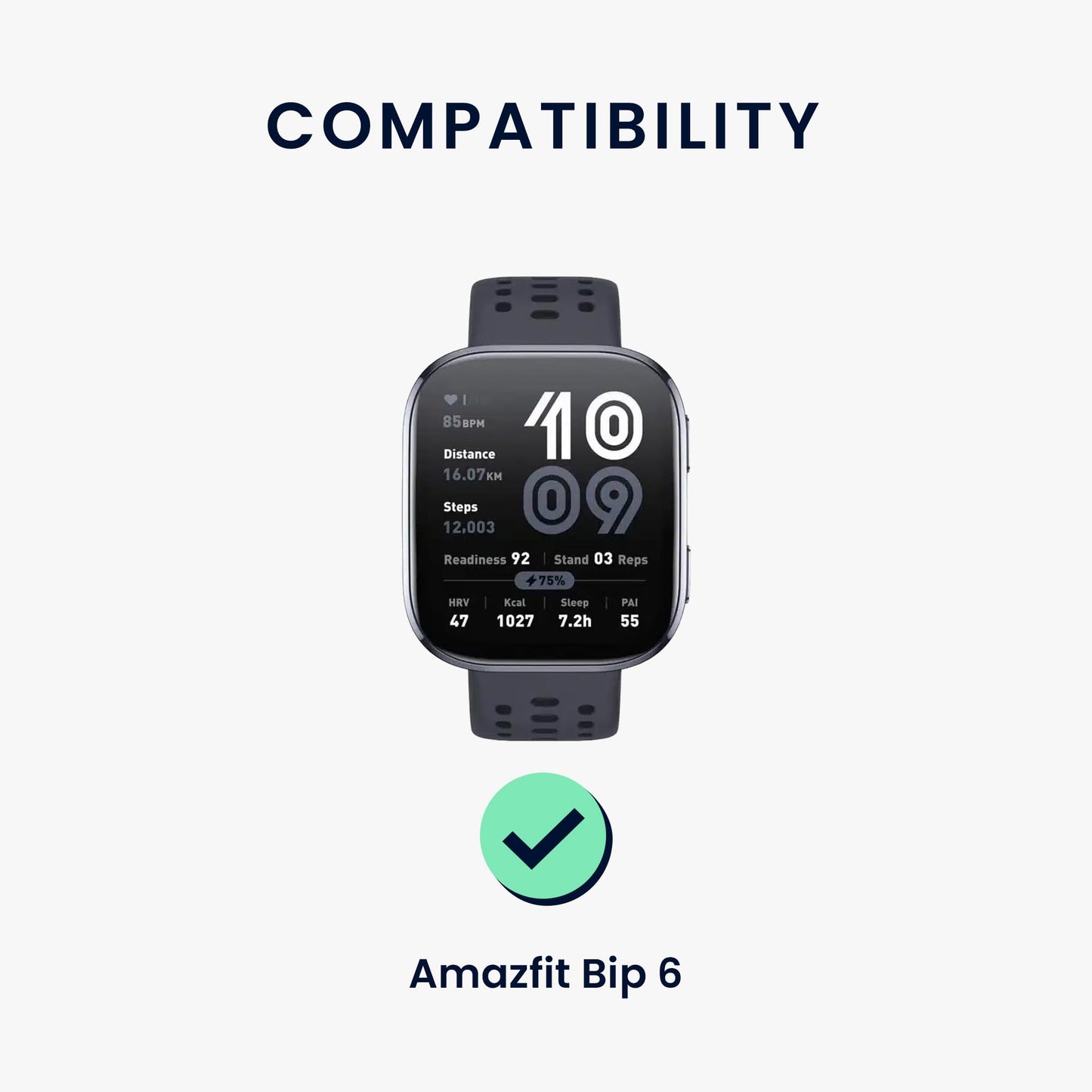 kwmobile 22mm Silicone Leather Look Sport Wristband - Brown/Black for Amazfit Bip 6