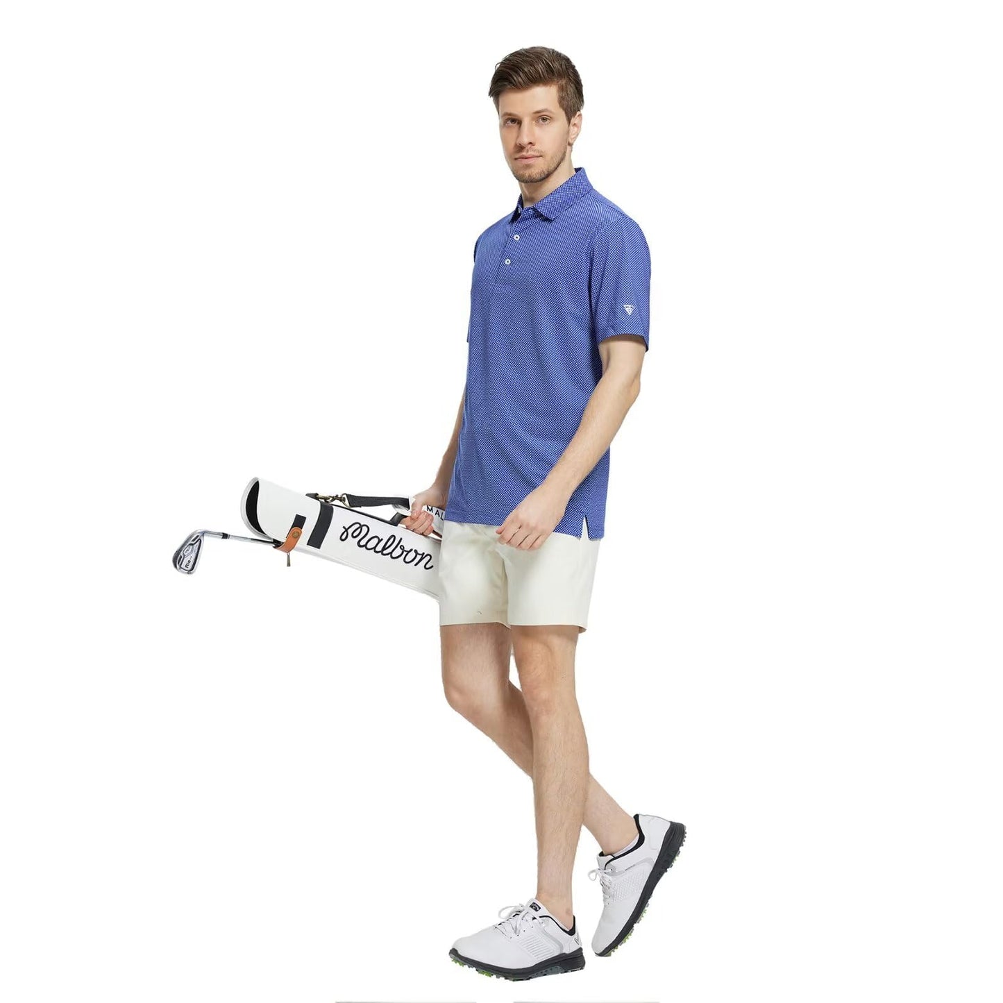 M MAELREG Mens Golf Shirt Short Sleeve Dry Fit Print Moisture Wicking Performance Patterns Collared Polo Shirt