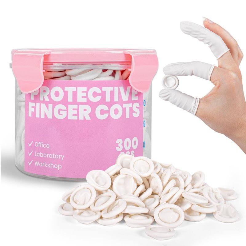 Professional Rubber Finger Cots - Textured Grip & Latex-Free Finger Tip Protectors for Counting Money, Handling Paper, Reusable Protective Guards 2.67" x 0.98", Labor Protection Finger Guards (300PCS)