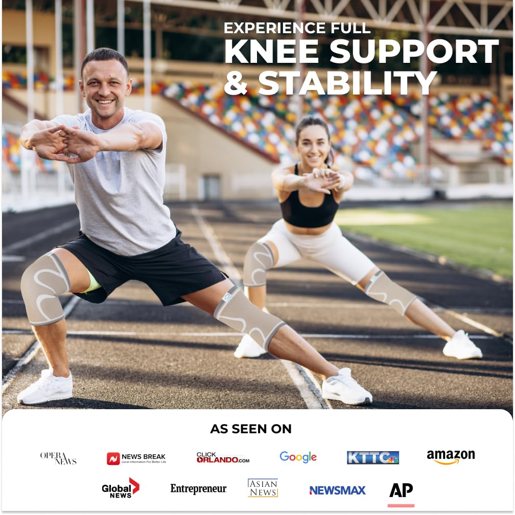 Compression Knee Brace for Men & Women - 2 Pack Support Sleeves for Running, Pain Relief & Injury Recovery | Ideal for ACL & Arthritis