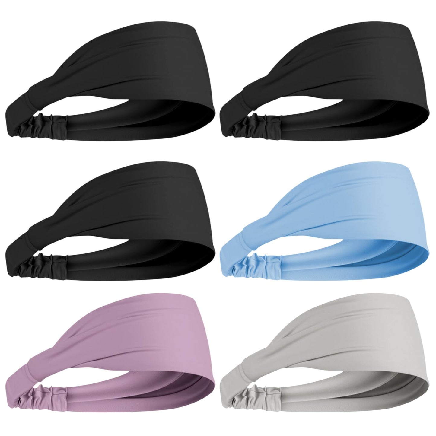 SUBANG 6 Pieces Wide Headbands for Women Non Slip Cooling Sweat Headbands Athletic Thick Stretchy Head Bands Fashion Workout Headband Sport Head Bands for Yoga Gym Running